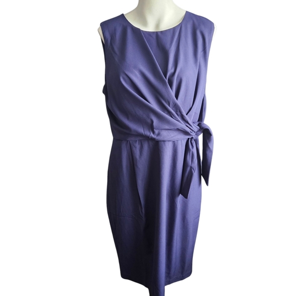 Lulus Faux Wrap Dress Sz XL Career Chuch Dark Blue NWT